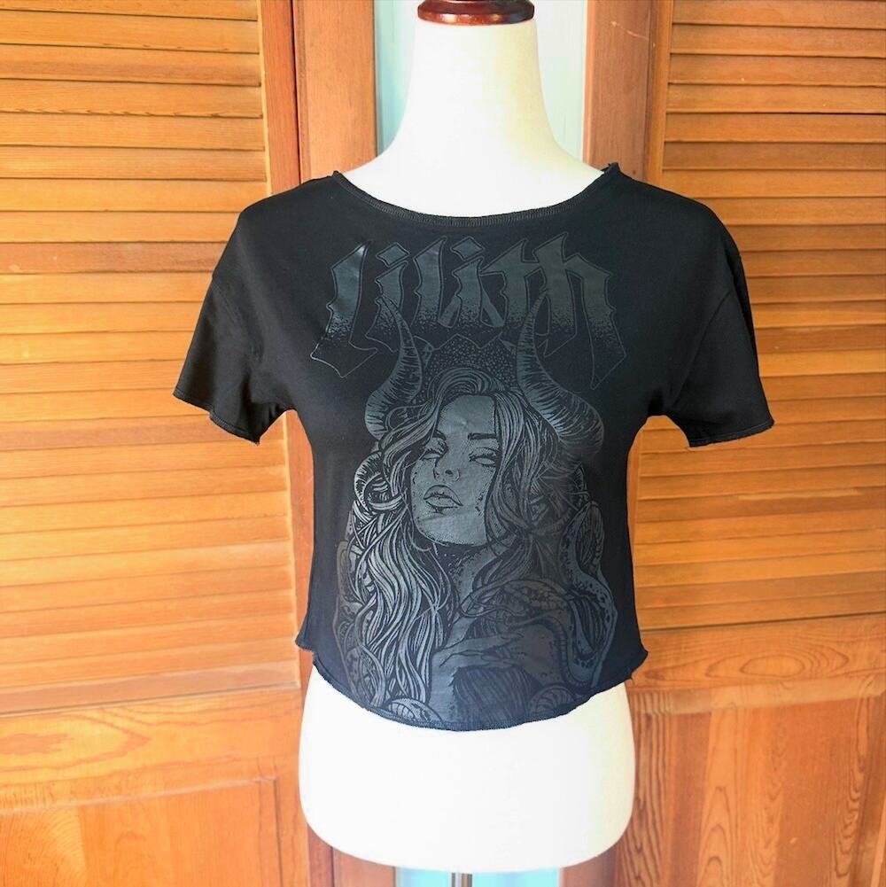Jawbreaker Goth Punk Witchcore Wiccan Emo Vkei Lilith Cropped Tee T-shirt